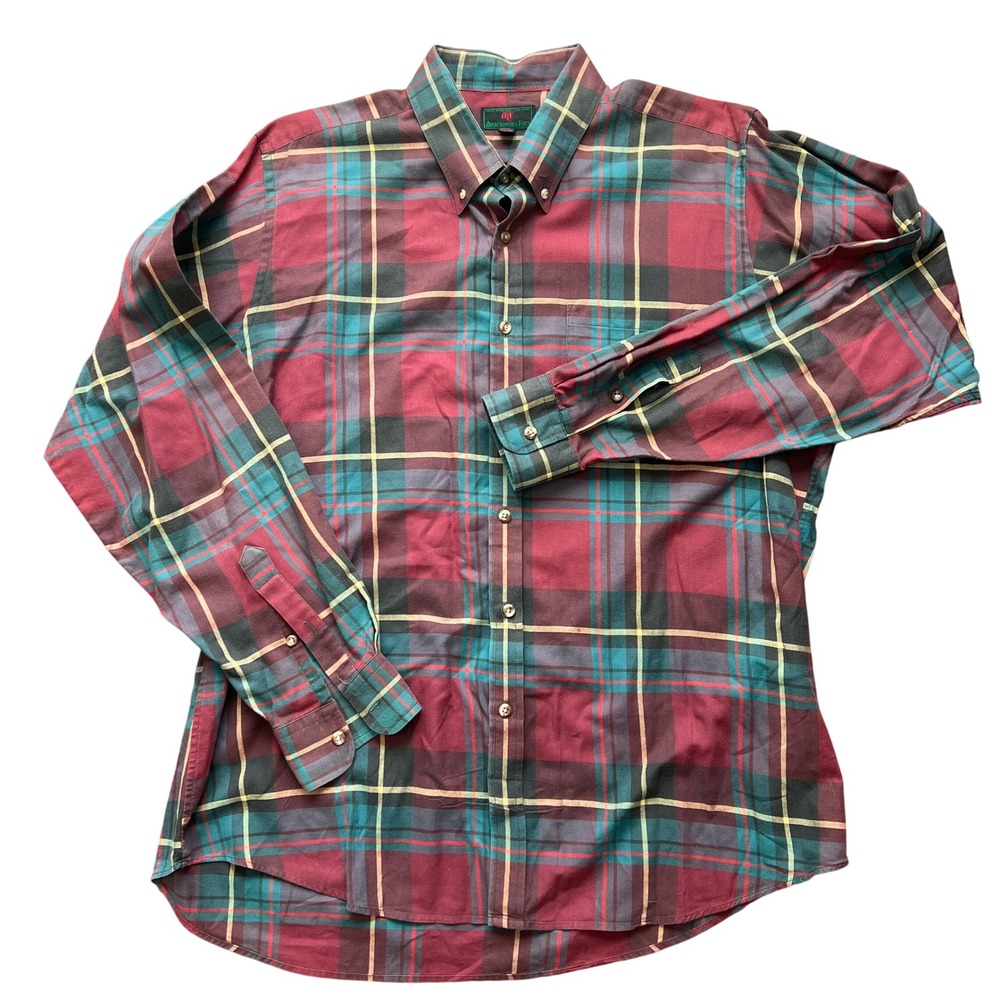 VTG Abercrombie Fitch Plaid Button Down Shirt Mens XL Holiday Preppy‎ Cabin 90's